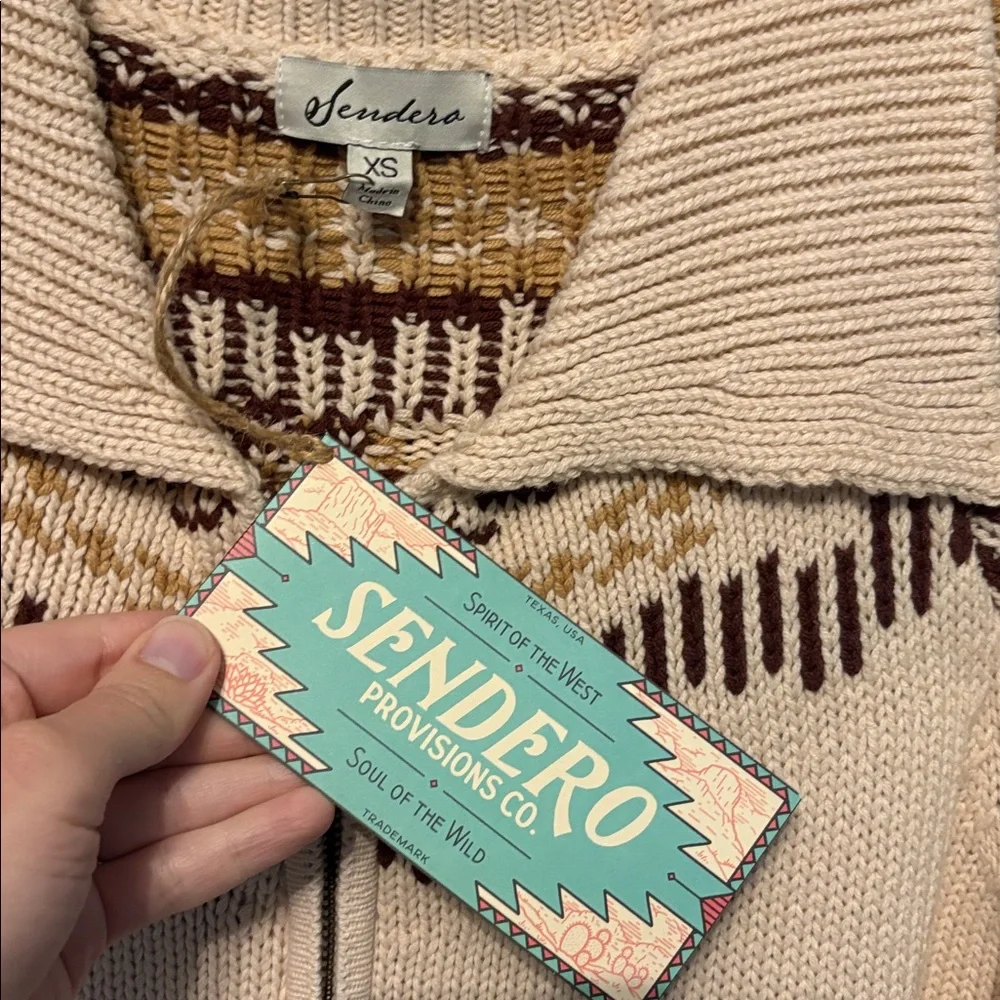 Sendero Provisions Horse zip up pocket sweater cardigan xs NWT - Picture 3 of 4